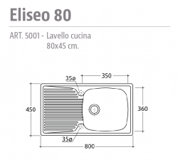 Lavello da mobile eliseo 80x45xh21,5